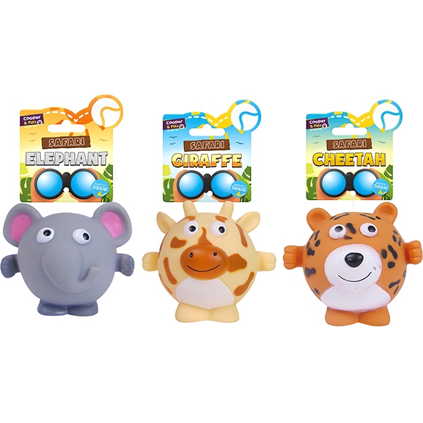 COOPER & PALS SQUEAKY SAFARI DOG TOYS
