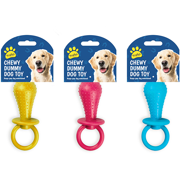 KINGDOM RUBBER CHEWY DUMMY DOG TOY ASSORTED COLOURS