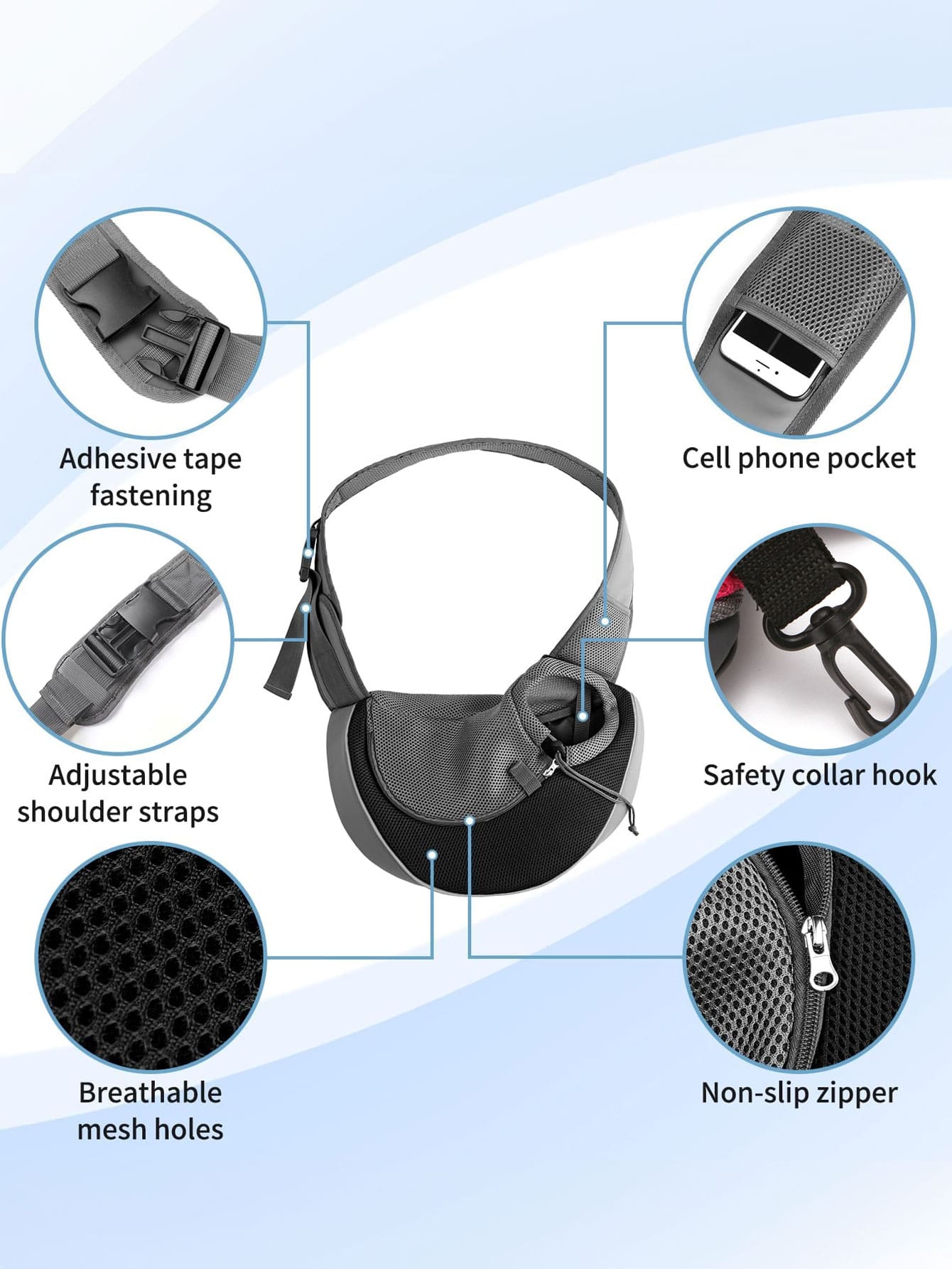 PET CARRIER SLING BREATHABLE MESH TRAVEL SLING BAG CARRIER FOR CATS AND DOGS